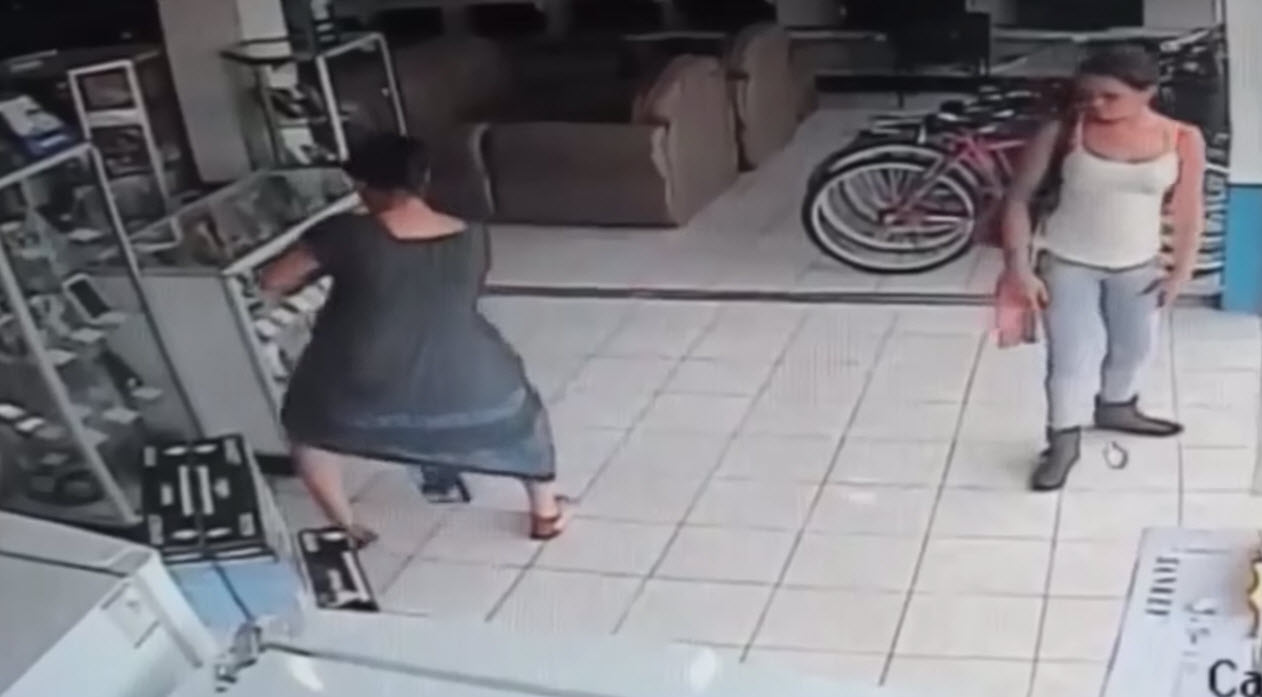Surveillance video shows woman stealing TV under skirt SBS News
