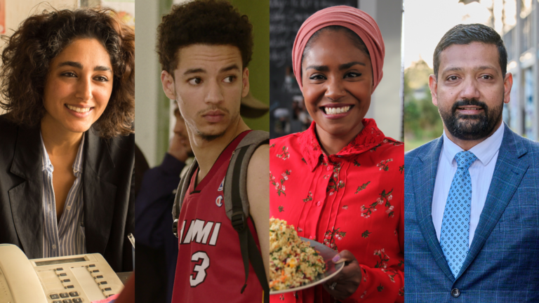 L-R Golshifteh Farahani in Arab Blues; Abdelilah Basbousi in Casablanca Beats, Nadiya Hussain from Nadiya’s Party Feasts and Ali Kadri from The Swap