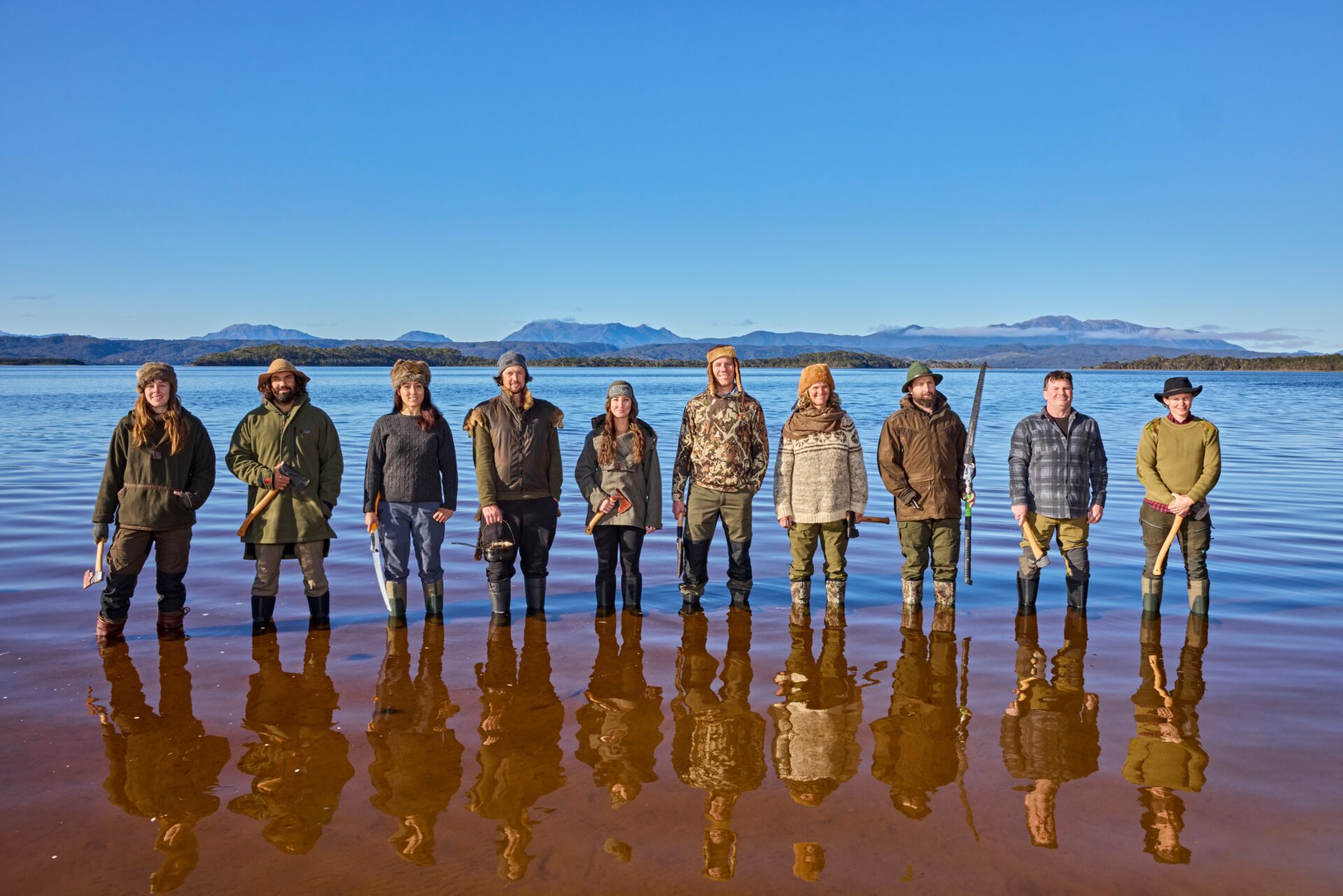 ALONE S3 L-R Eva, Matt, Corinne, Shay, Karla, Ben, Yonke, Tom, Muzza, Ceilidh_Photo Credit Narelle Portanier