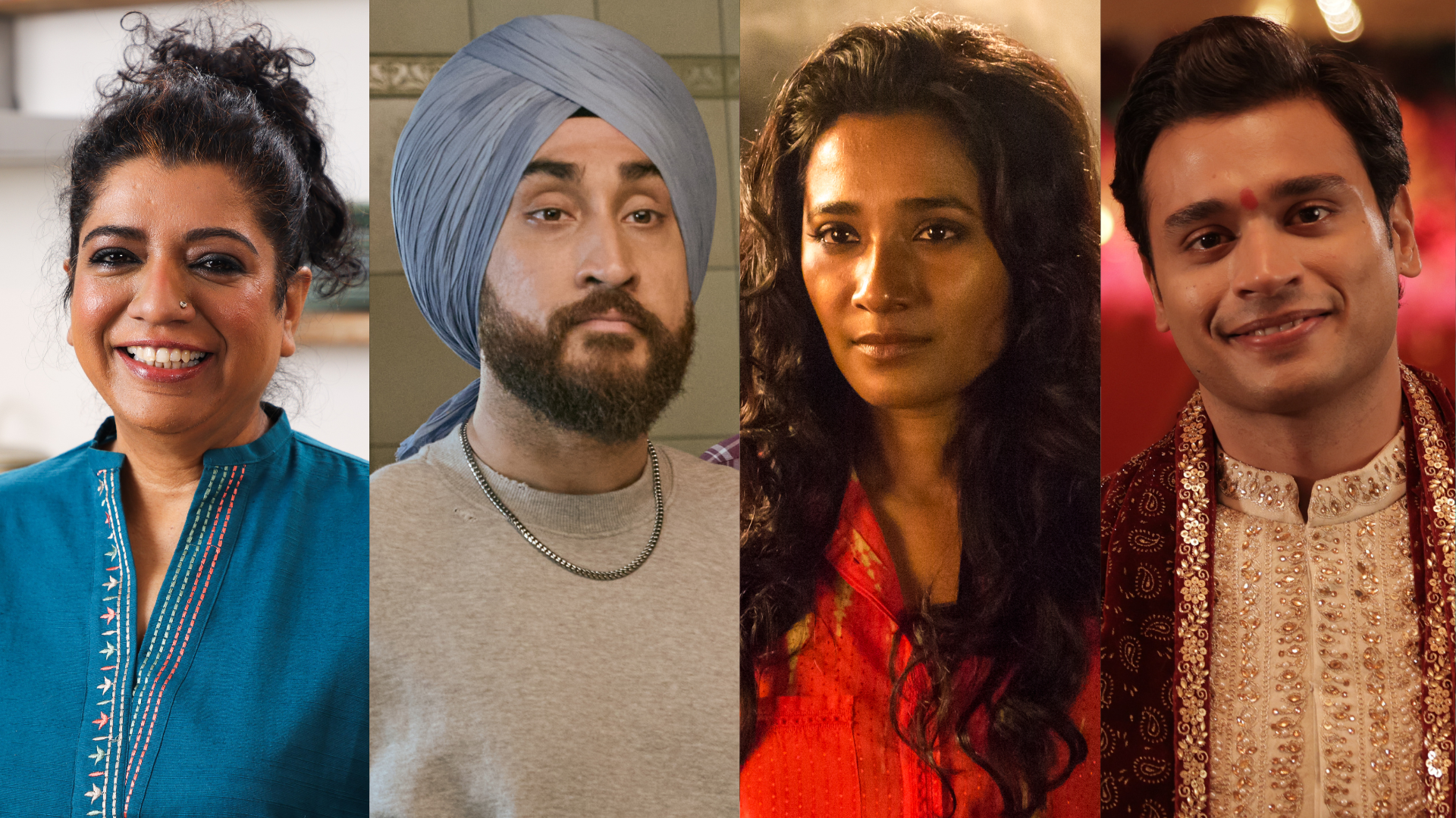 L-R - Ashan Khan, Secrets from the Curry Kitchen; Jus Reign, Late Bloomer; Tannishtha Chatterjee, UNindian; and Akshay Ajit Singh, Four Years Later.