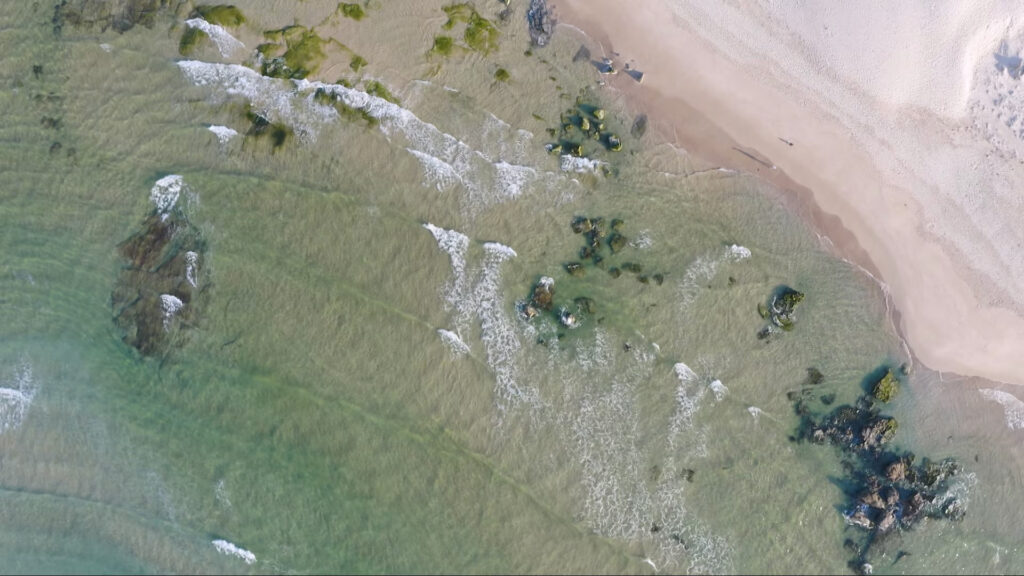 Helicopter downward shot of an Australian beach
