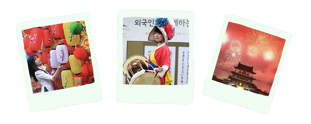 Polaroid images of Korean, Chinese and Vietnamese Lunar New Year celebrations